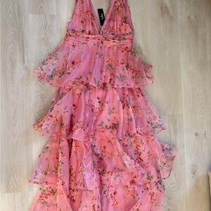 Lulu's Pink Floral Maxi Dress